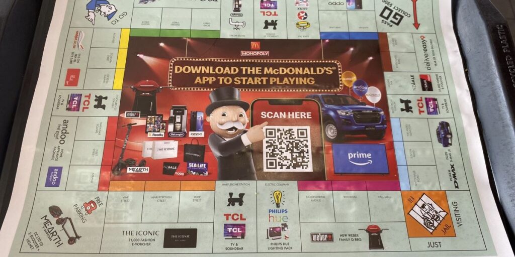 Maccas Monopoly NZ Game Board