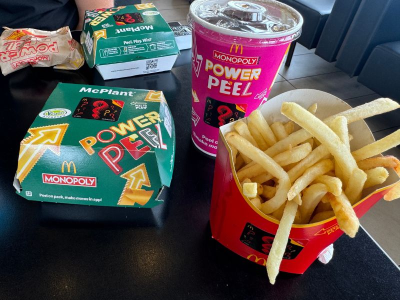 McDonalds food with stickers