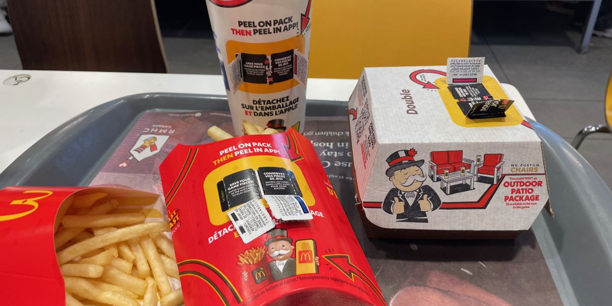 McDonalds Monopoly Canada Food Items