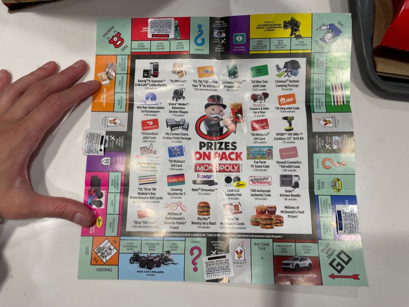 McDonalds Monopoly Canada Game Board