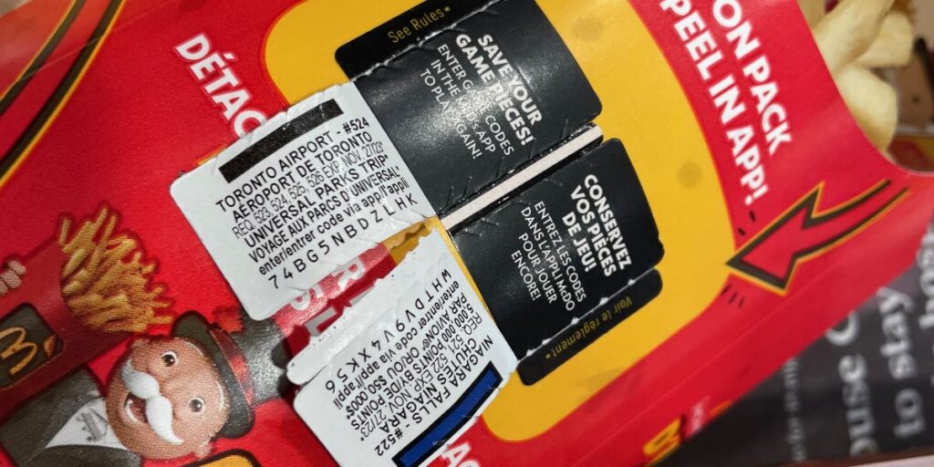 McDonalds Monopoly Canada Rare Pieces (2025) Monopoly Land
