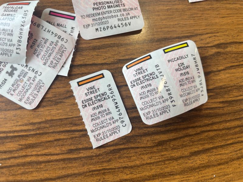 McDonalds Monopoly UK Orange Properties