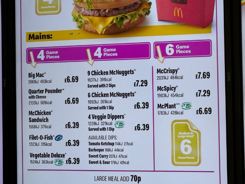 mcDonalds means menu