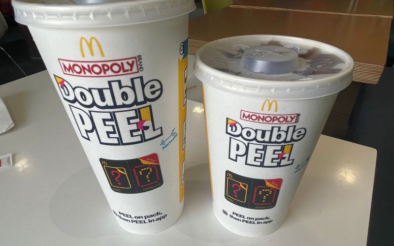 McDonalds drink with monopoly stickers