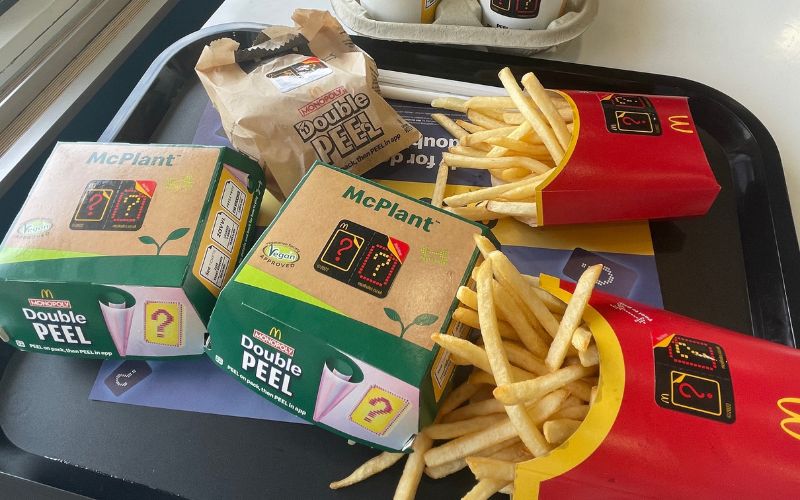 McDonalds food with Monopoly stickers 2022