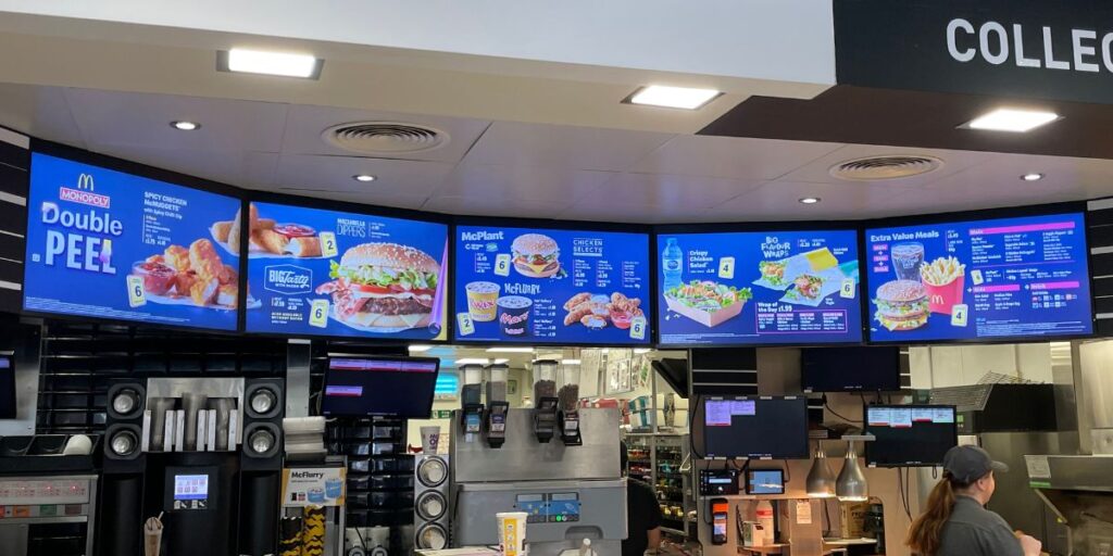 McDonalds menu on screen