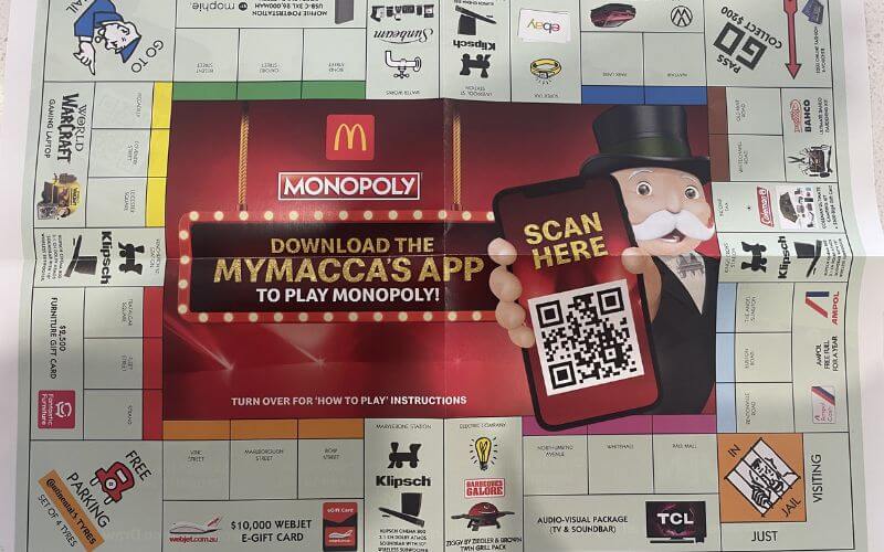 macca's monopoly board