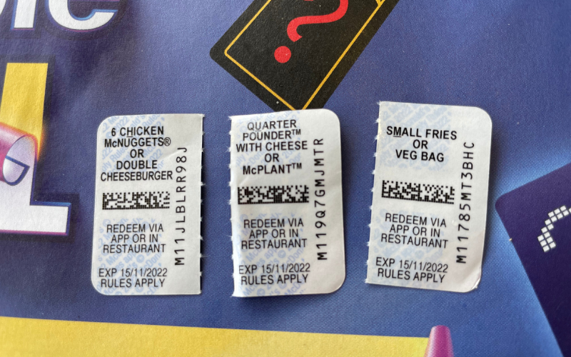 McDonalds monopoly food prize
