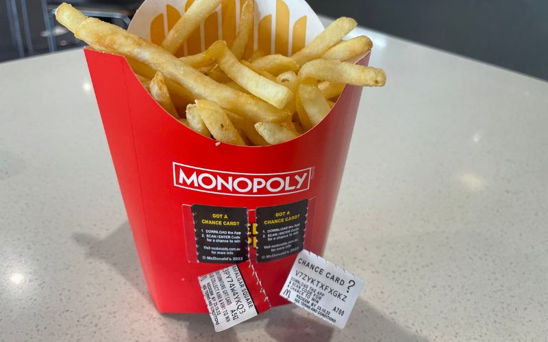 McDonald's fries with Monopoly tickets 