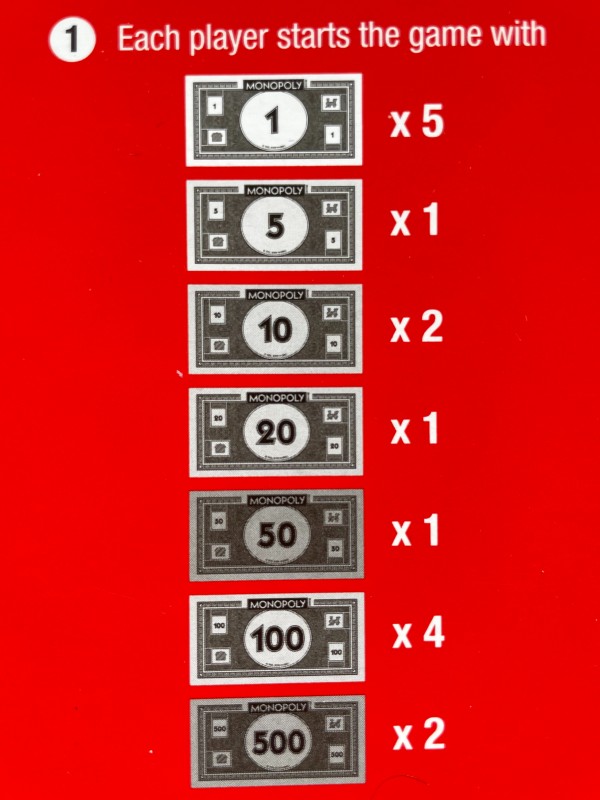 US Monopoly money distribution