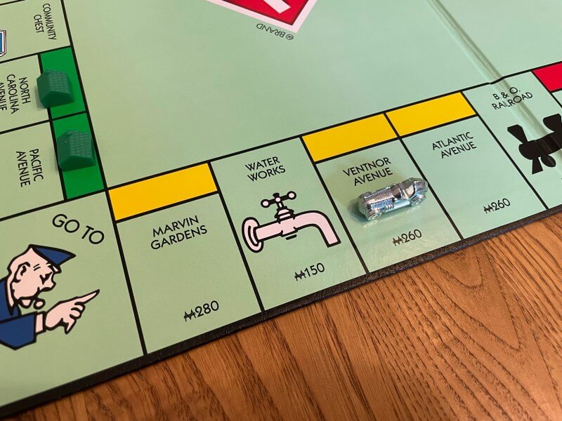 Yellow Monopoly board