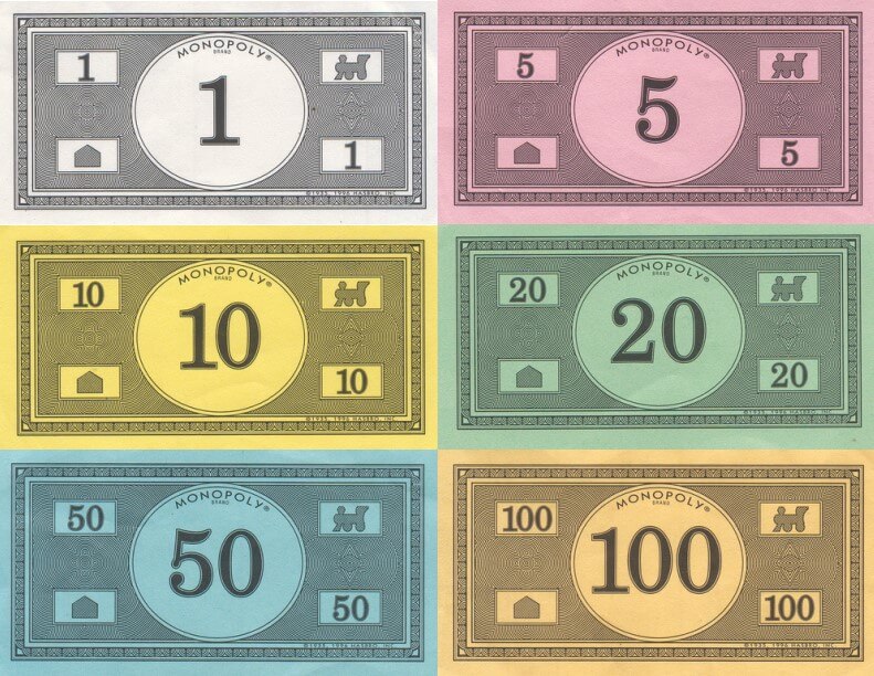 Monopoly money denominations