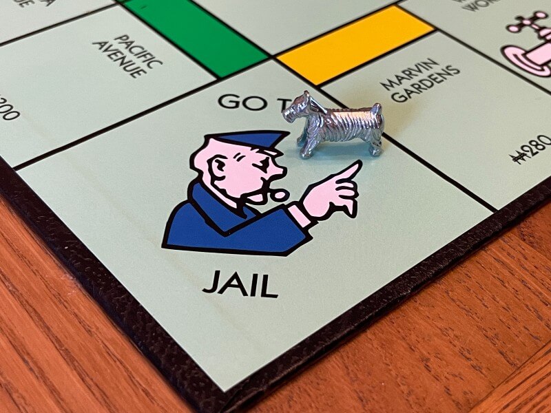 Monopoly token on go to jail