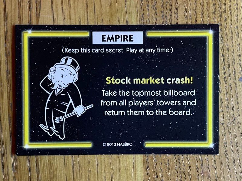 Stock market crash Empire card