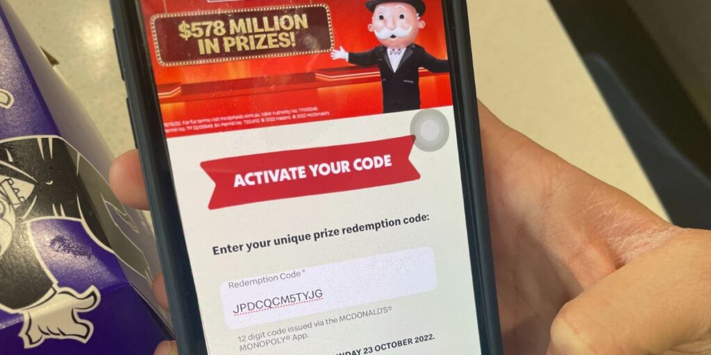 activating monopoly game code on mobile