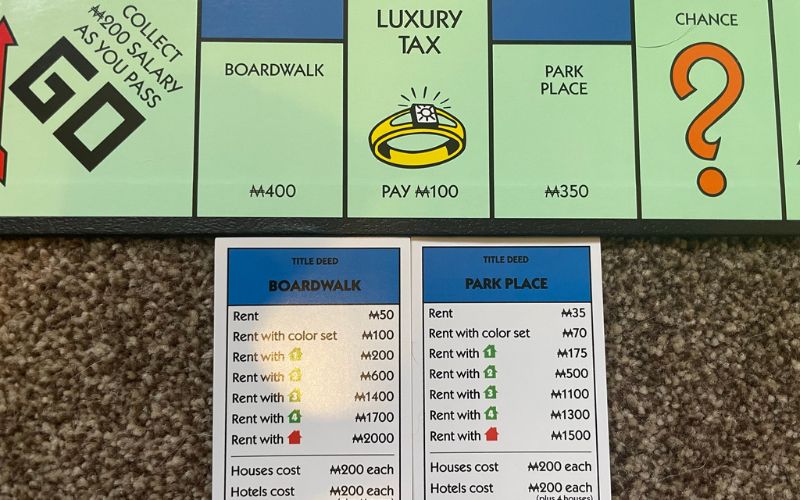 Dark blue Monopoly properties