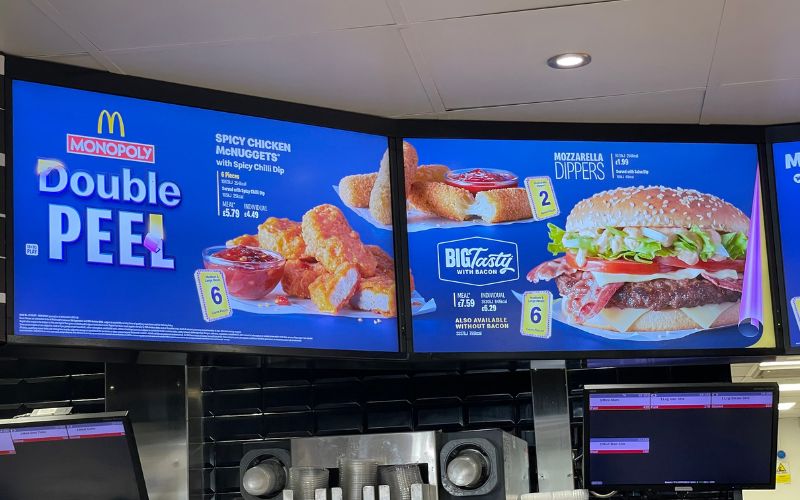 McDonalds menu on a screen