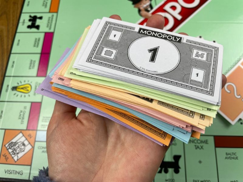 stack of Monopoly cash