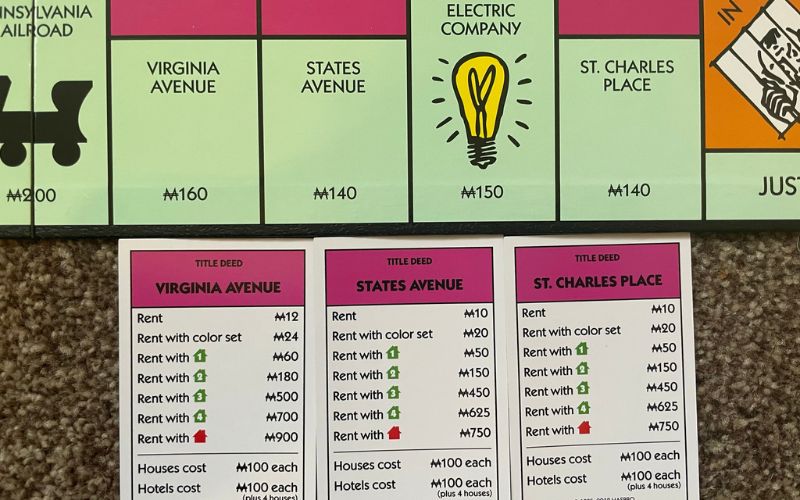 pink  Monopoly properties