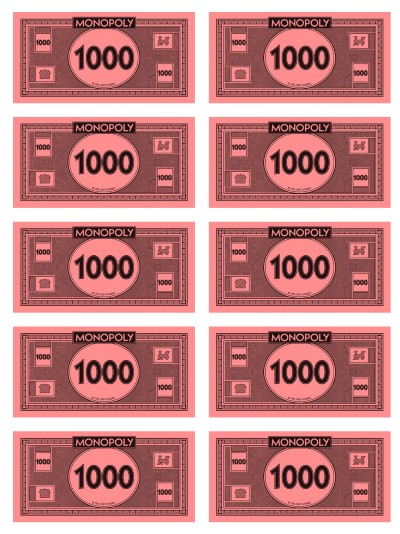 Printable 1000 Monopoly money