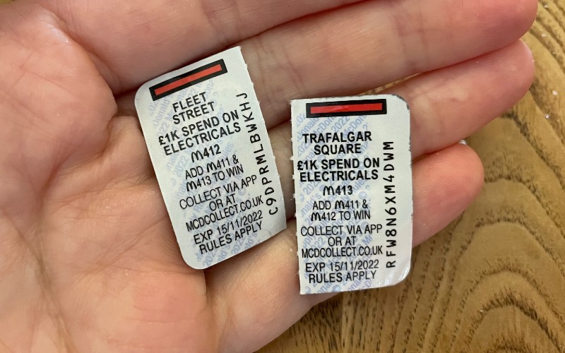 red colour set in McDonalds Monopoly