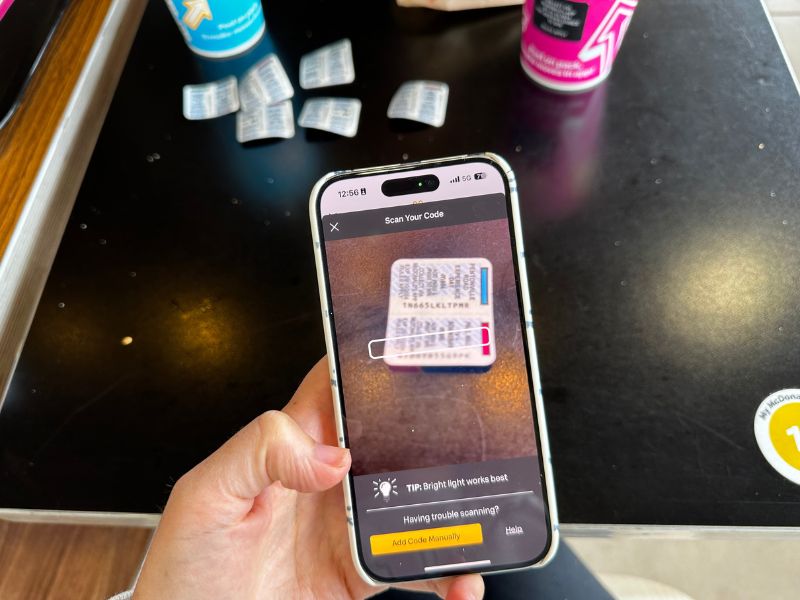 scanning McDonalds Monopoly ticket with app